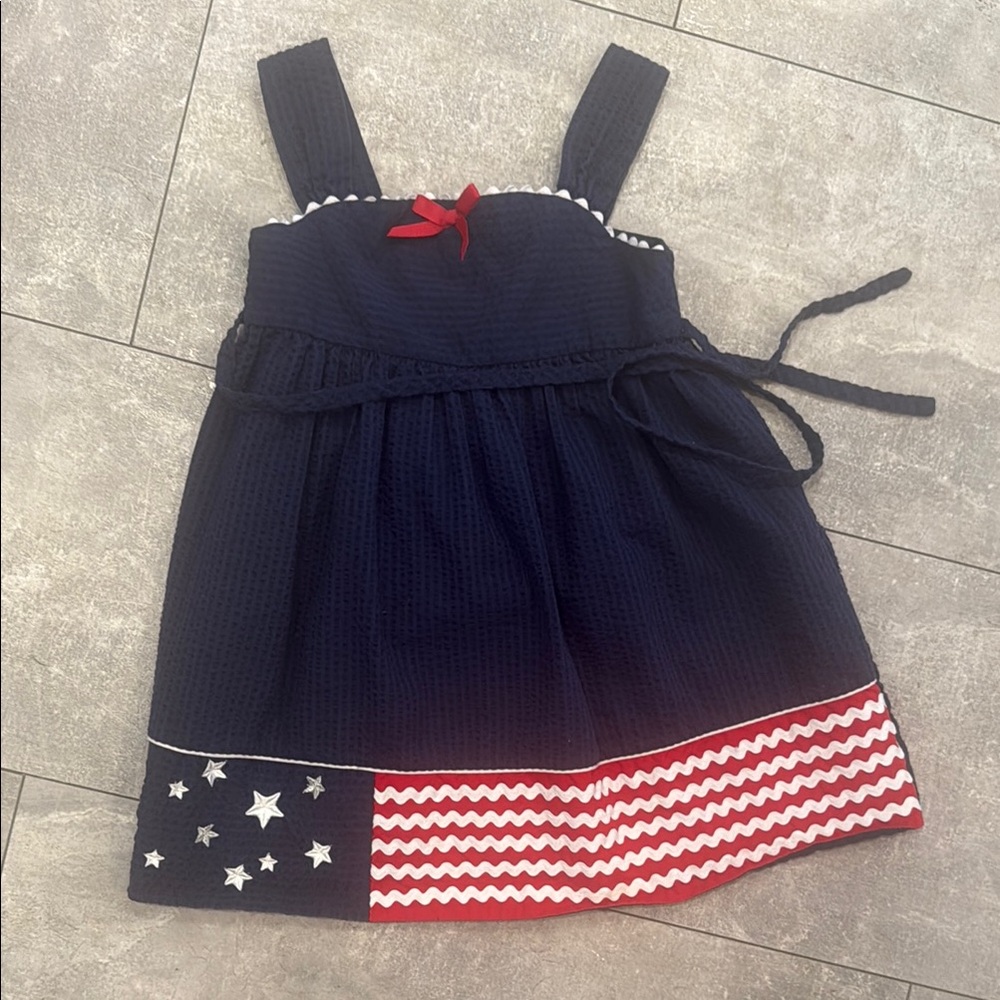 Rare Editions Blue and Red Tie Front Sundress